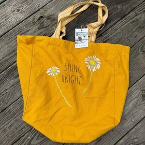 Rae Dunn Yellow and White Daisies Canvas Tote Bag - Shine Bright- NWT